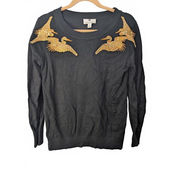Altuzarra x Target "Golden Goose" embroidered black sweater Sz S - Picture 1 of 3